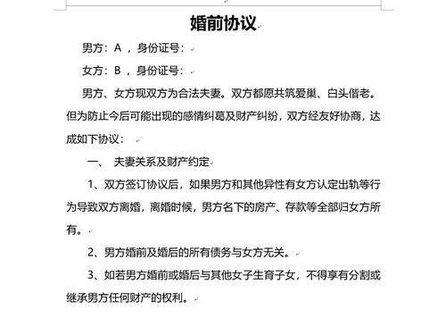 婚前协议搞笑范本,笑料百出，揭秘夫妻间的“笑果”法则